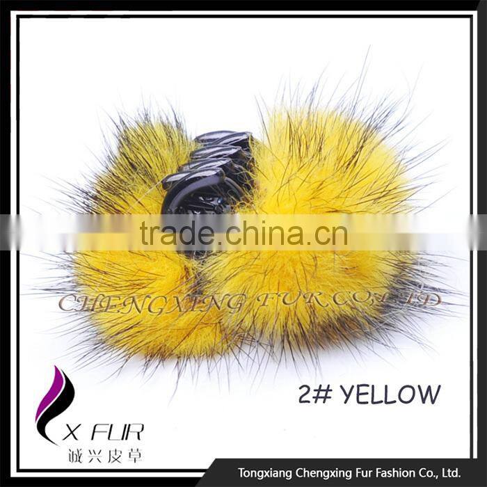 CX-E-25-2 Beautiful Mink Fur Ball Hair Claws Headband Hairpin Wholesaler
