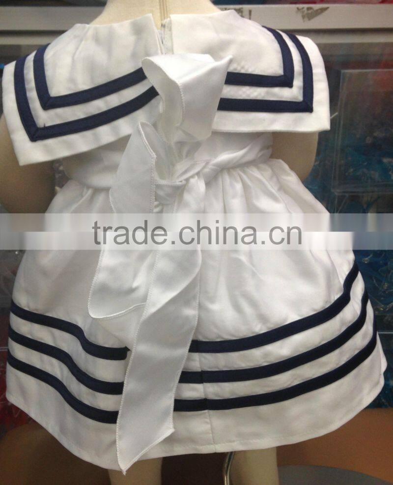 2017 Latest design Hot sale summer wholesale silk tutu baby clothing kids sleeveless baby girl blue stripe dress