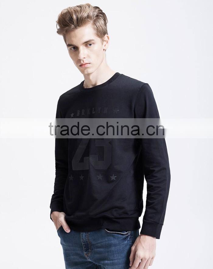 Custom printed black fashion french terry wholesale crewneck sweatshirt