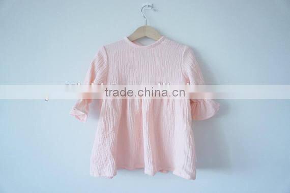 Wholesale Double Layer Muslin Dress Baby Frock Design Pictures Ruffle Sleeve Girl Dresses