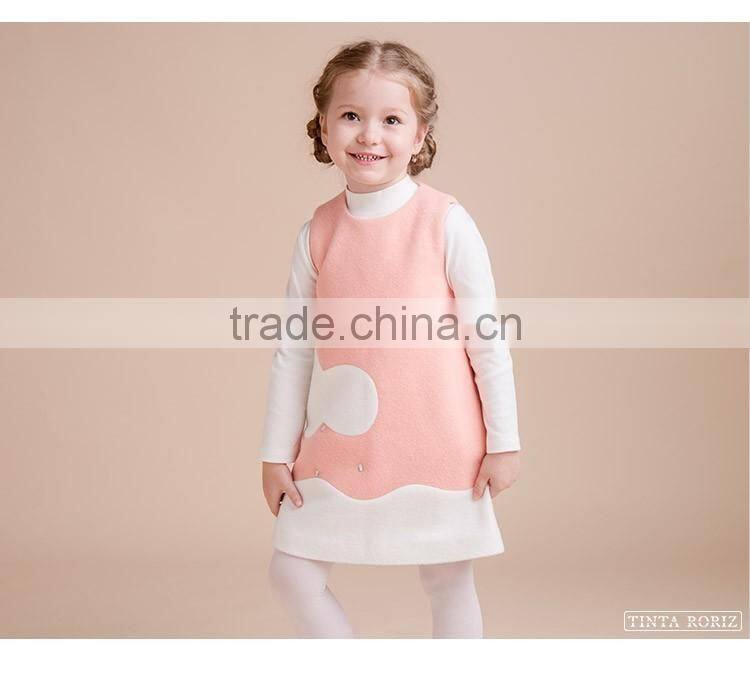Girls sleeveless Woolen Dresss Fashion Designs For Girls Kids A-line Dress OEM Service