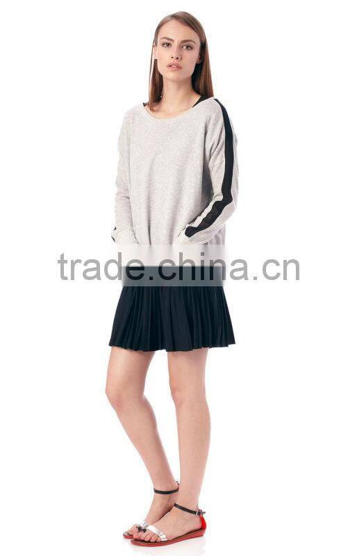 Cotton/Poly Blend Sweatshirt with Chiffon Panel Inserting