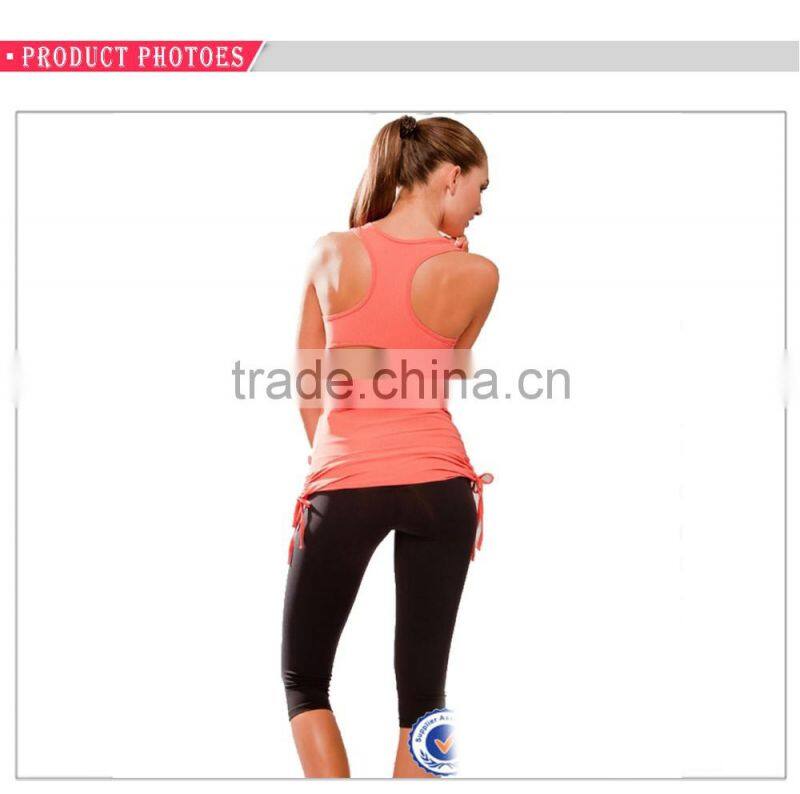 OEM ladies fitness orange yoga tank top women gym sports wear