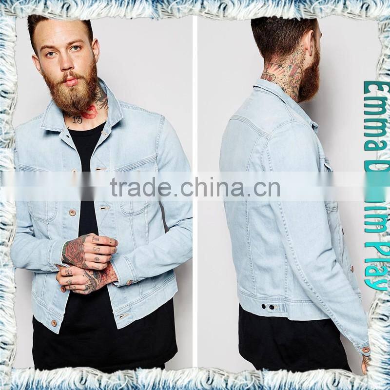 EMMA PRIVATE CUSTOMIZED MADE Vogue Mens White Blue Regular Fitted Denim Jackets