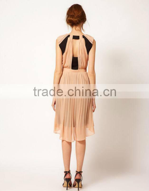 Panelled Pleat Evening Dress