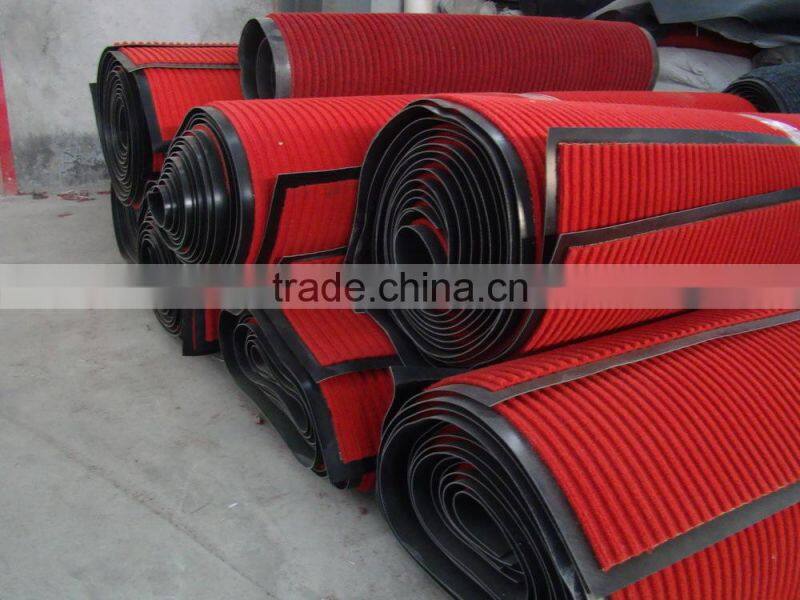 Polyester double stripes PVC door mat