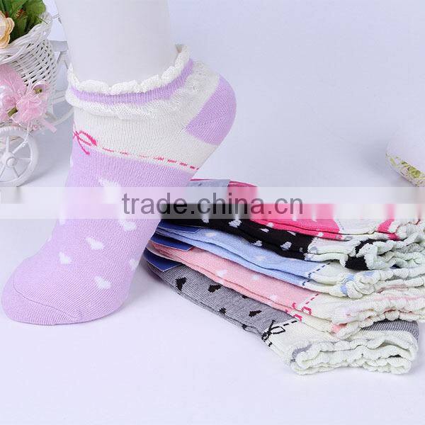 100%cotton pretty lace love heart pattern women socks