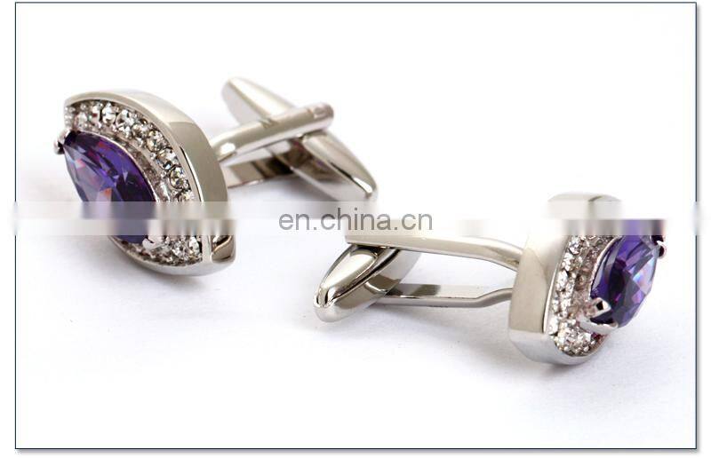 Elegant Purple Crystal Cufflinks Sliver Cufflink