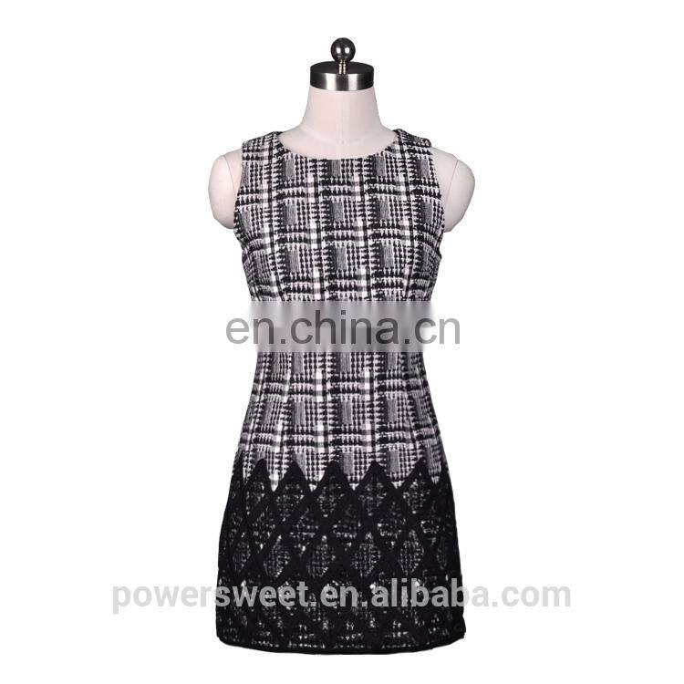 OEM Clothing 2014 Fashion Lace Plaid Ladies Winter One Piece Dress
