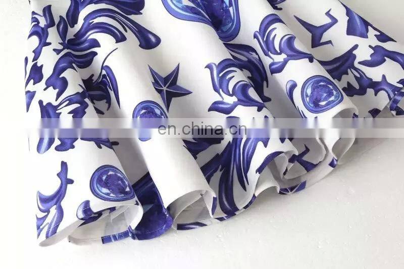 2015 Fashion dress autumn coat blue and white porcelain show thin two pieces dress ladies sportwear