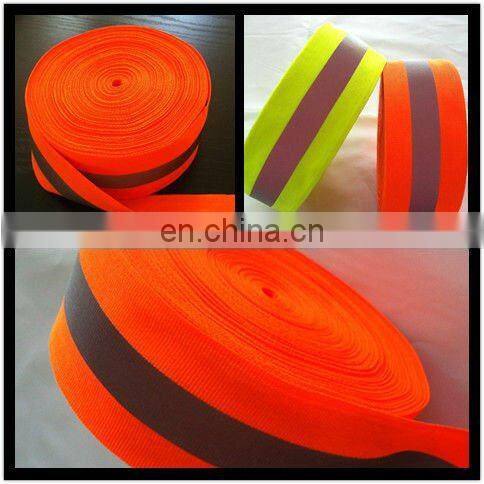 Fluorescent Grey Oxford Webbing With High Reflective Heat Transfer Tapes In Middle