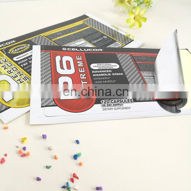Colorful printing sticker labels weight loss high energy drink adhesive PVC label with embossing