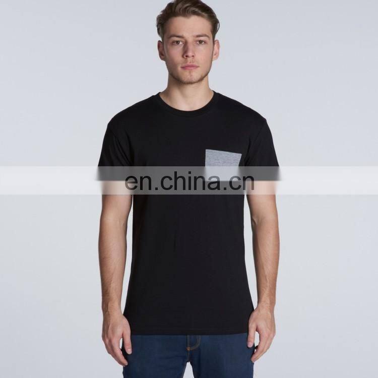 Mens t-shirt manufacturer custom pocket tee shirt cotton t shirt with contrast pocket