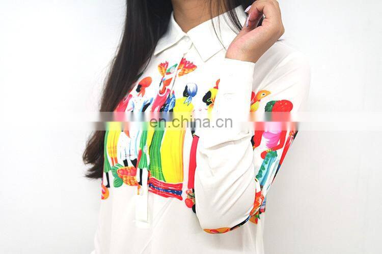 White printing long sexy casual colorful beach dress