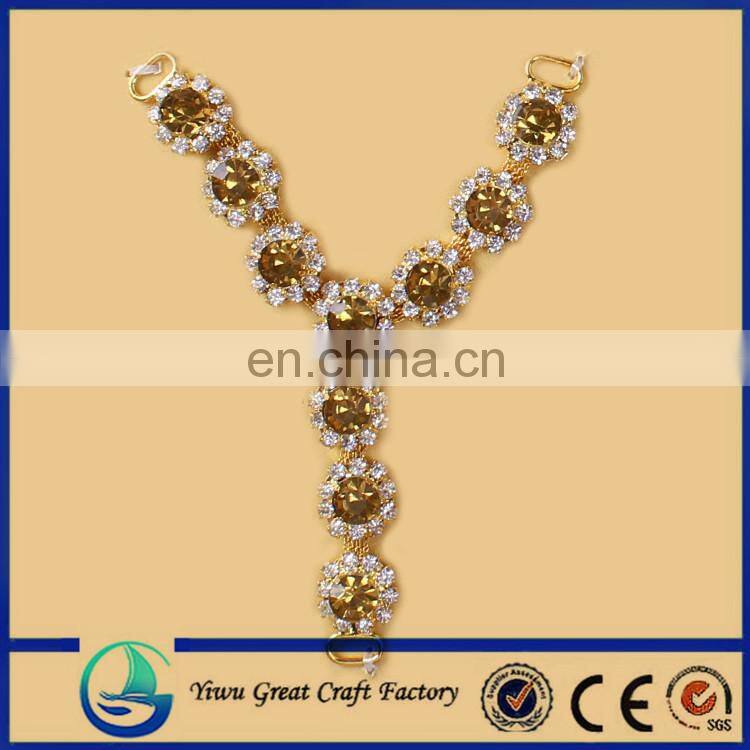 GREEN color acrylic rhinestones shoe accessories chain crystal jewelry chain for sanda