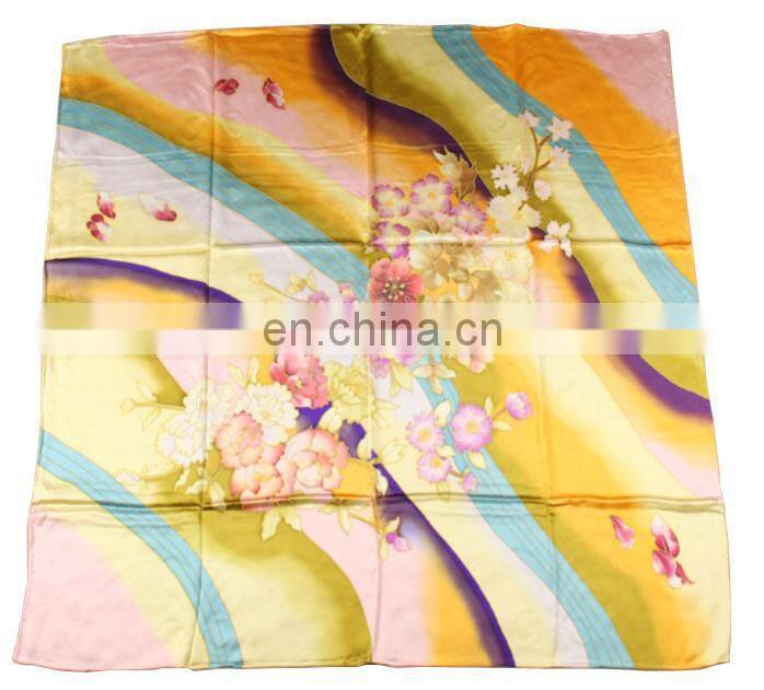 women fashion satin square scarf silk painting