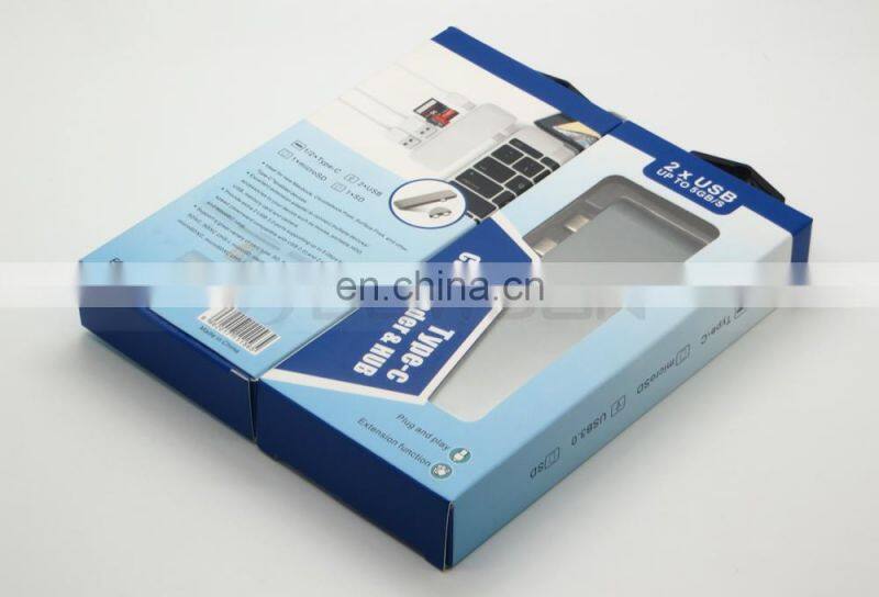 6 in1 Multiport USB Type C Hub with 2 USB 3.0 Port Dual Type-C Charging Port, SD/Micro USB SD Card Reader for Macbook