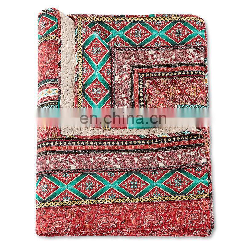 elegant bedspread with cross splendid pattern printed 100% cotton,cmia bedspread