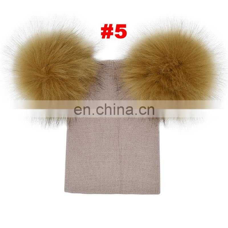 Baby Crochet Hats with Plush Fur Balls Toddler boys girls Knitted Beanie Pom Poms 6M-5T