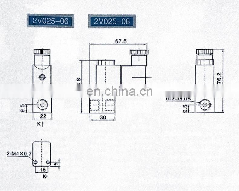 Aluminum material 2/2 way direct acting 2V025-06 solenoid valve KLQD brand
