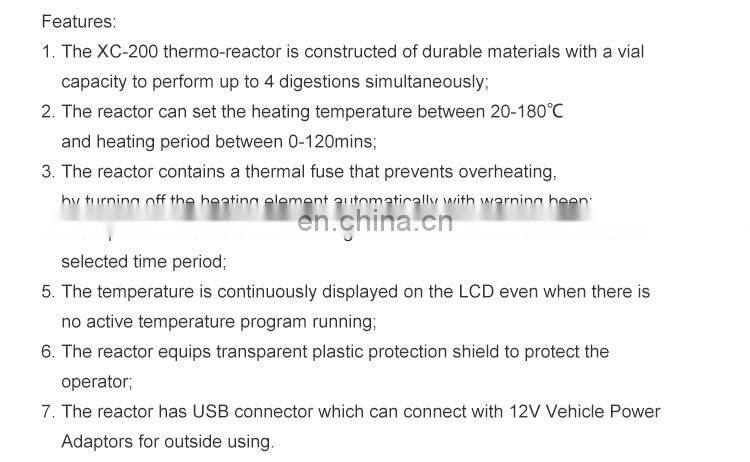 Factory price portable COD REACTOR and test tube heater