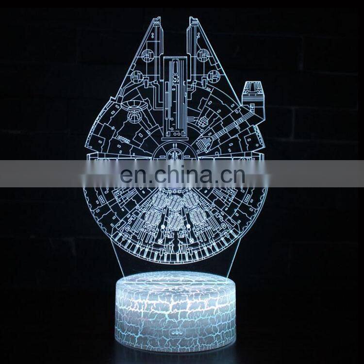7 colors touched changed acrylic panel 3d led night light for decoration