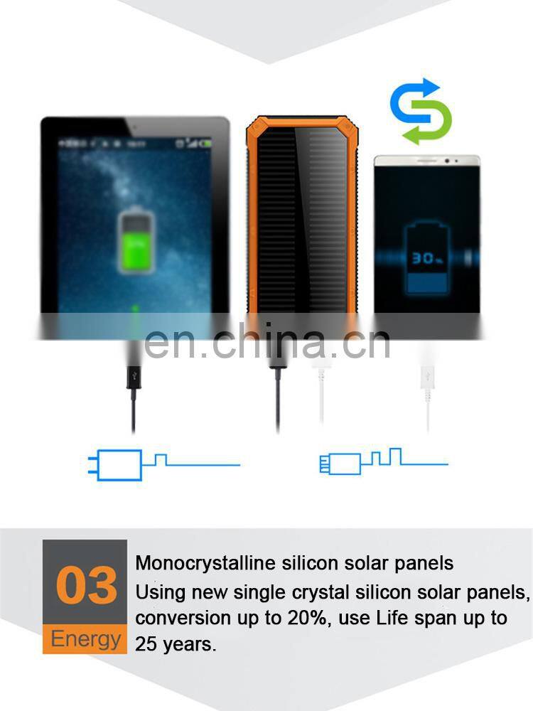 Hot Selling portable Custom solar charger sunlight traveller 10000mah solar Power Bank Powerbank