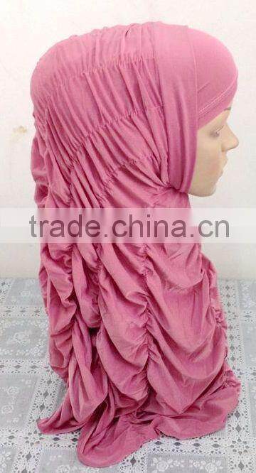 A593 Newest design solid color ruffle TWO Pieces HIJAB