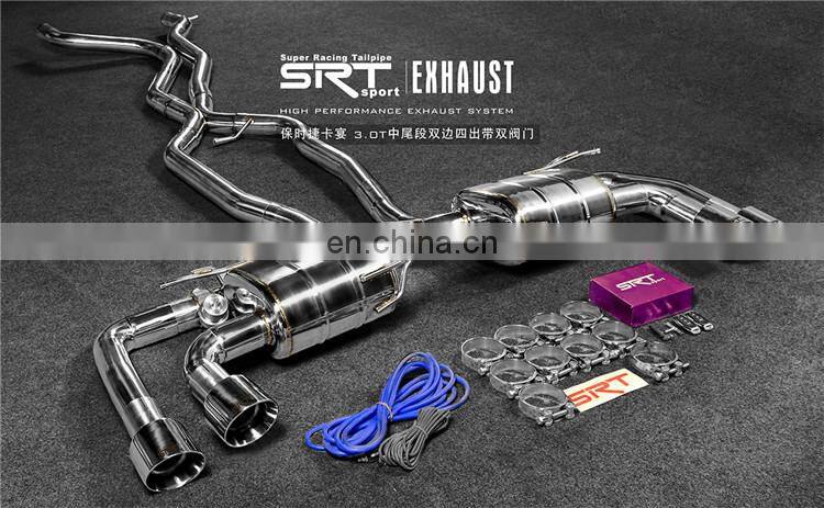 Exhaust Pipe for porsche cayenne 3.0T 4 tips with valve catback with quad double tip