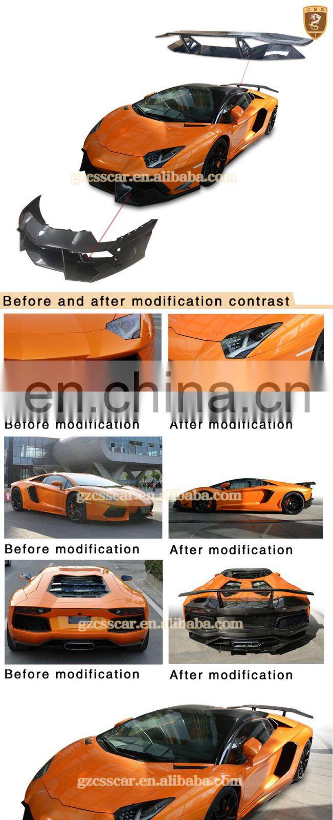 China supplier car bumper body kit suitable for aventador LP700 facelift to DMC front lip rear diffuser rear wing