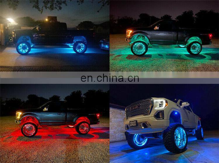 New Double Sides LEDs Wheel Ring Light 15.5 inch Car Truck RGB Control Multicolor