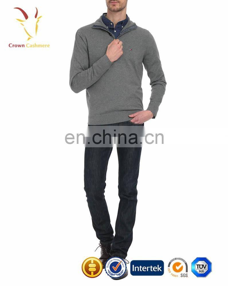 Men high collar Half Button Pullover Cashmere