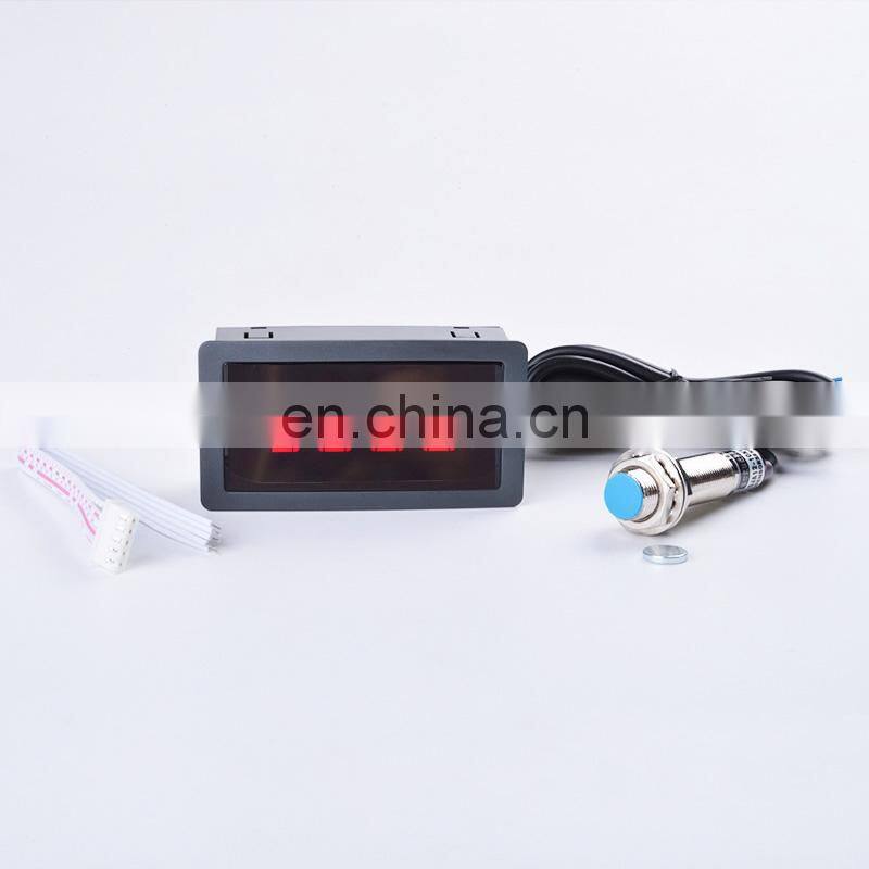 4 Digital Red Green Blue LED Tachometer RPM Speed Meter+Hall Switch Proximity Switch Sensor 12V Measure range 10-9999RPM Counter