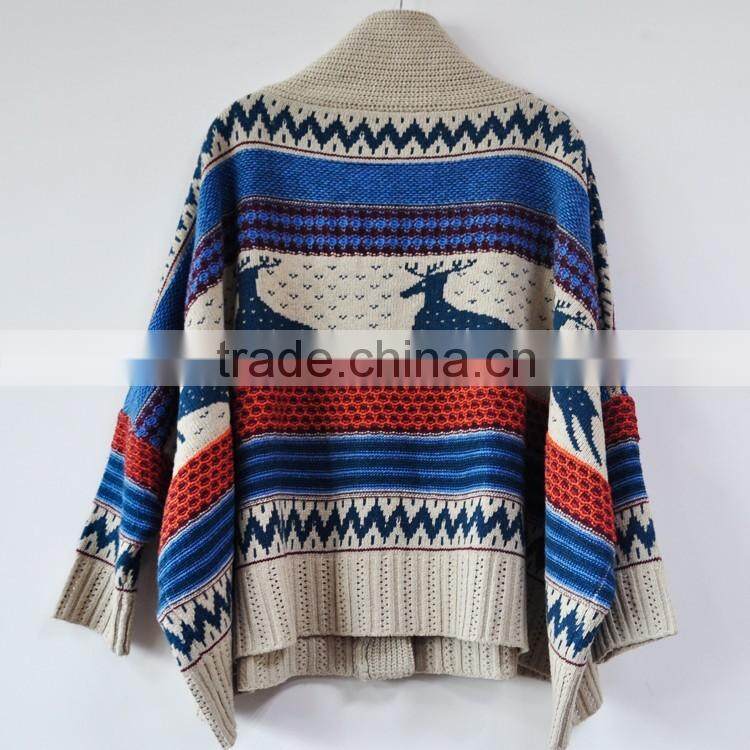 100% Cotton Winter Coat Sweater Warm Cardigan Sweater for Lady