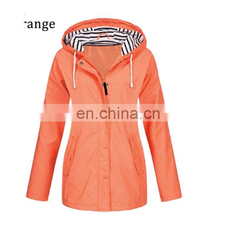 Custom-made women's outdoor waterproof hooded raincoat plus large jacket windbreaker