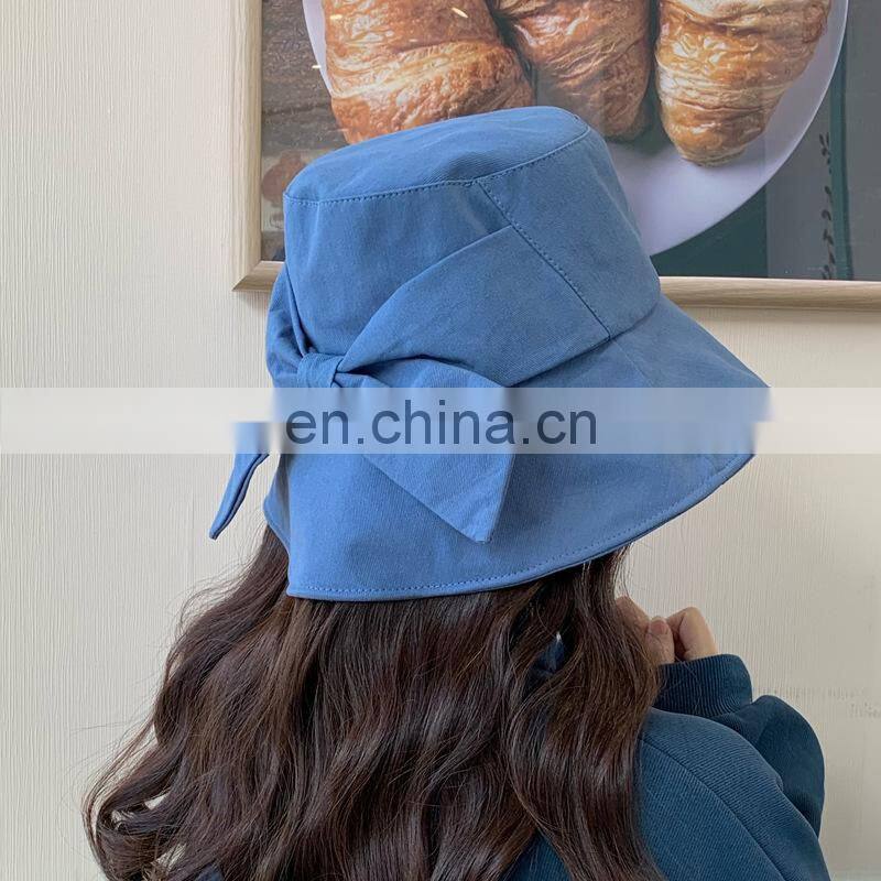 Customized fisherman hat spring and summer leisure sunshade soft foldable basin big bow sun hat