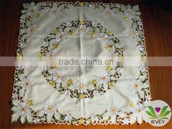 Fashion satin flower emroidered tablecloth modern tablecloth designs western style tablecloth