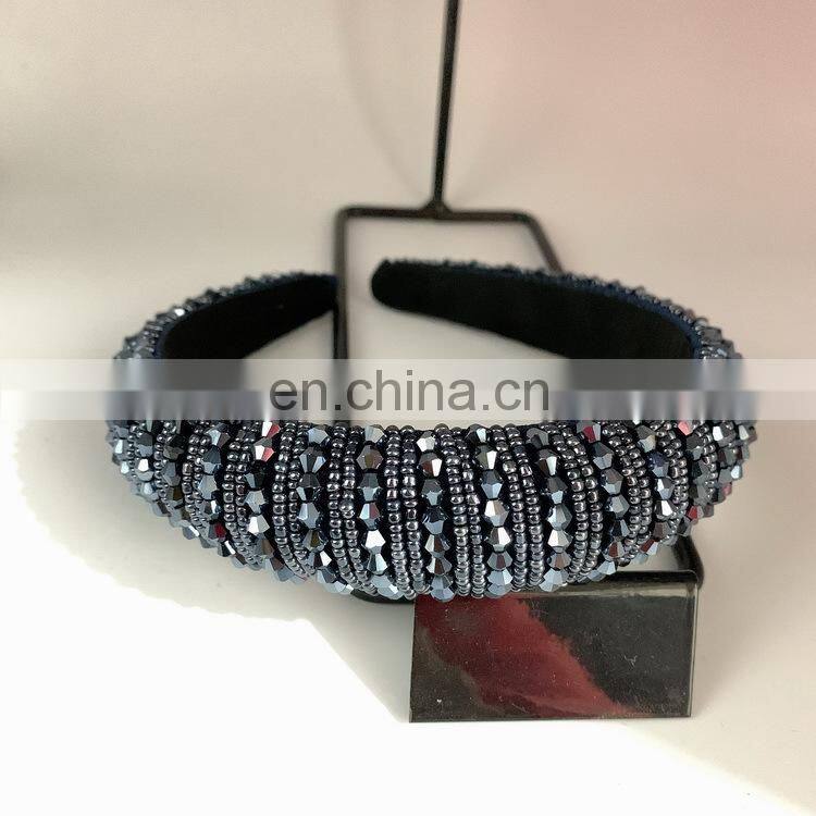 Crystal Headbands Fashion Hair Hoop Bands Bezel Luxurious Rhinestones Sponge Hairbands Women Hair Accessories Headdress