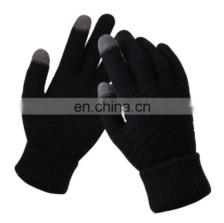 Women Men Knitted Winter acrylic Gloves Warm Thick Gloves Touch Screen Gloves