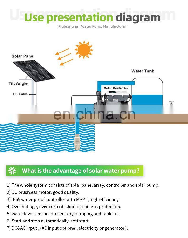 High Head Surface Water 2hp Solar Water Centrifugal Pump For Irrigation