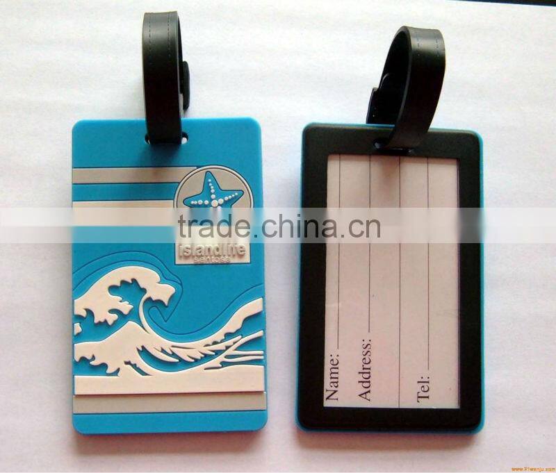 luggage Tag with insert name card, 2D embossed silicone luggage tags