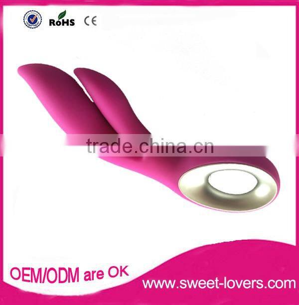 2016 New design usb rechargeable full silicone rabbit vibrator Heat function, girl sex av massager sex toys
