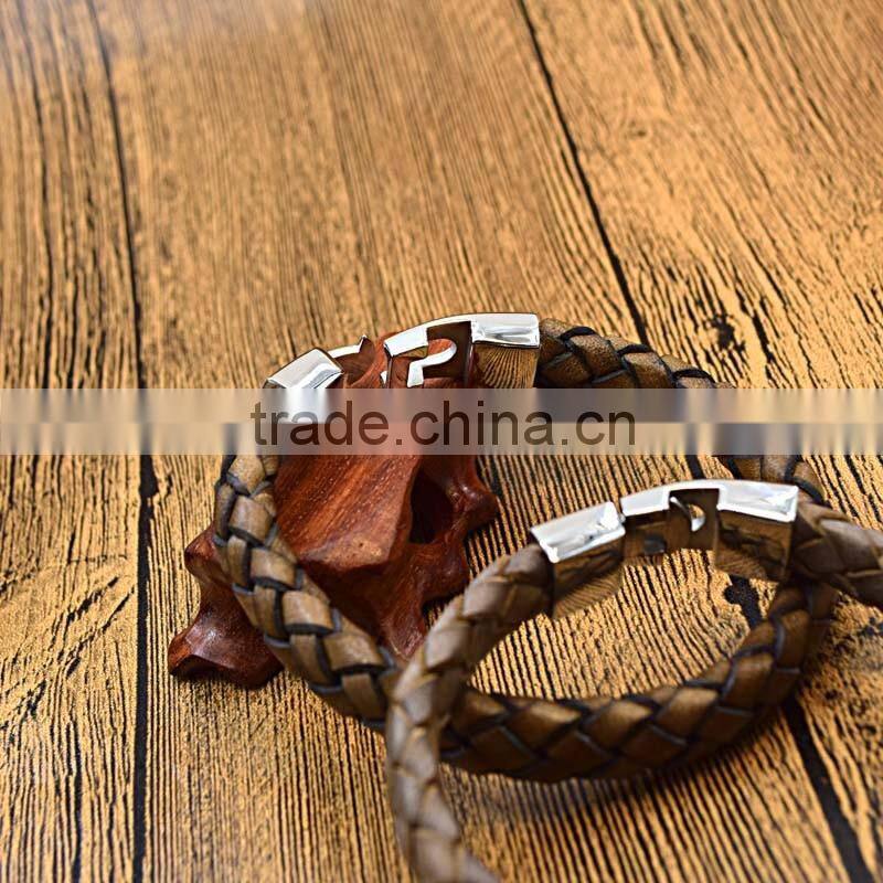 2016 Beautiful Promotion Cow Leather Wrist Band Mens Bracelet