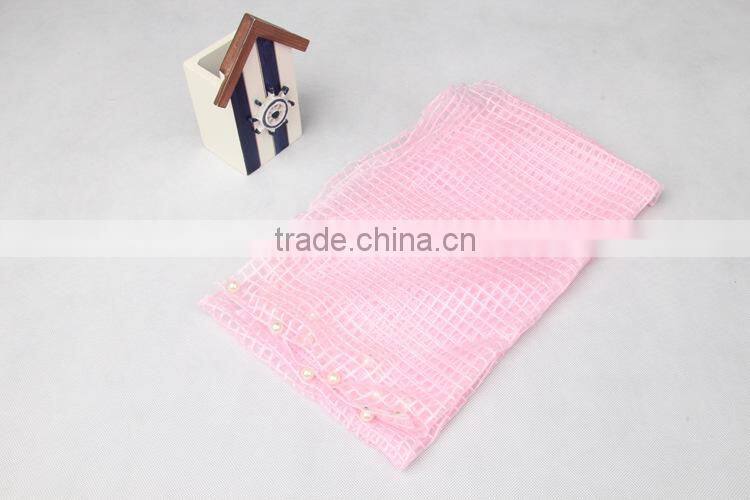 Wholesale Autumn Winter Latest Fashion Cute Lovely Pearl Beads Gauze Lace Girl Scarf