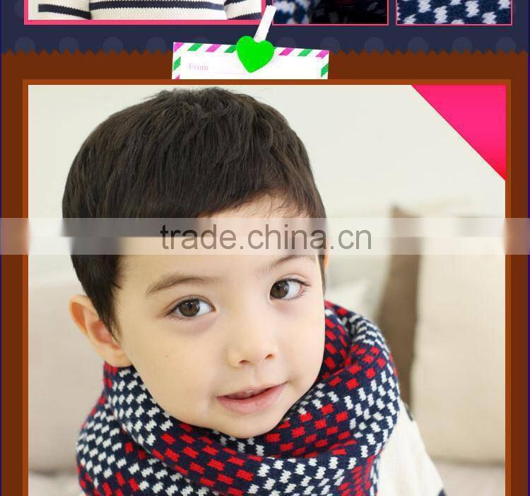 Small Plaid Pattern Unisex Boys Girls Acrylic Knitted Winter Circle Loop Scarf