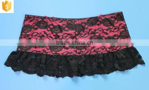pink sexy lace lady skirt, black lace young girl skirt