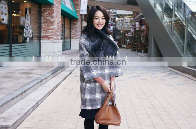 Korea Fashion Plush Plain Lady Fur Scarf Woman Neck Warmer