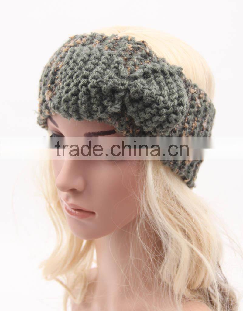2015 Newest Fashion Women's Warm Soft Acrylic Knitting Flower Bow Knot Headband