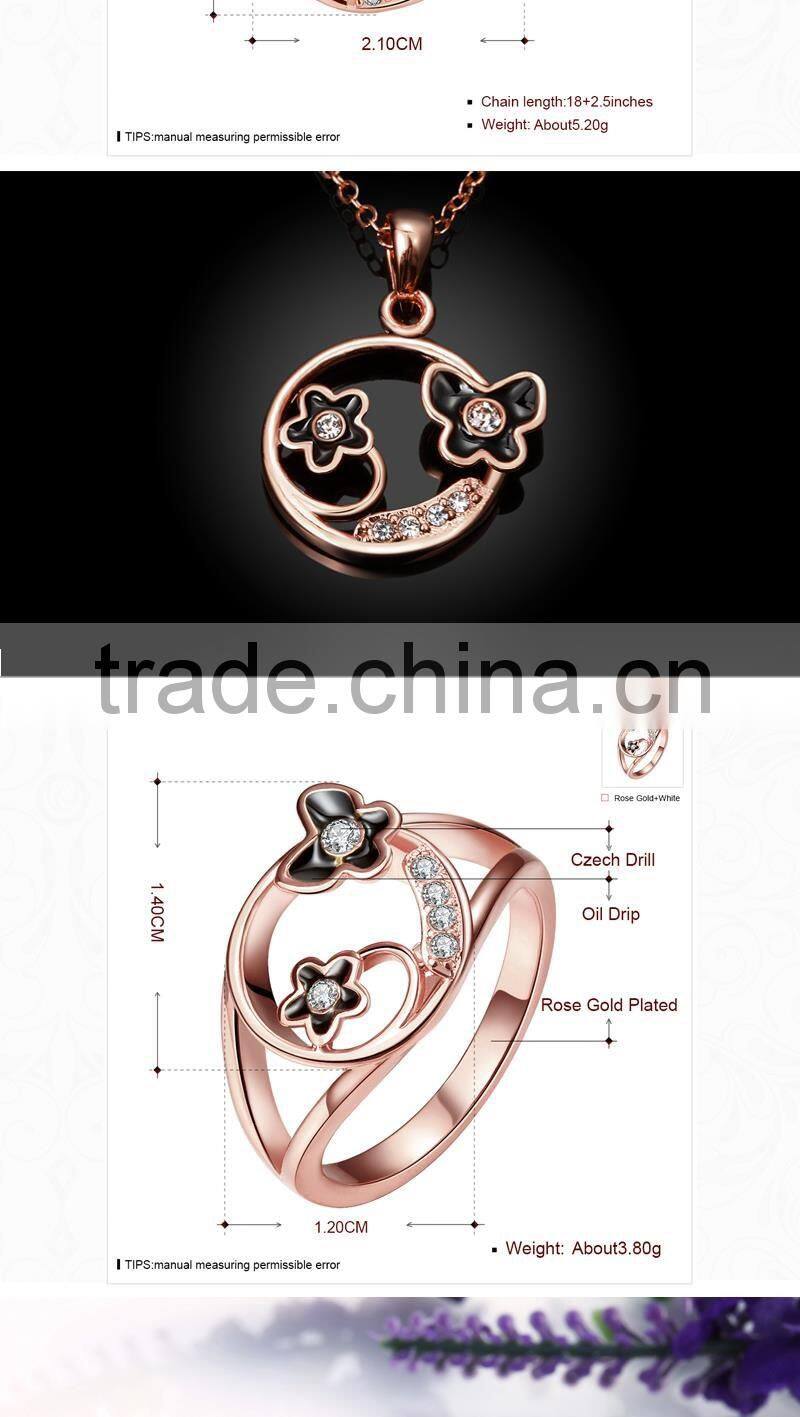 Top sale 18K Gold Plated whole set Jewelry with necklace, ring and earrings