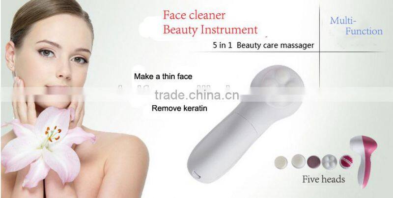 Skin Care Beauty Facial Brush Massager Scrubber 5 in 1 Electric Face Clean Brush